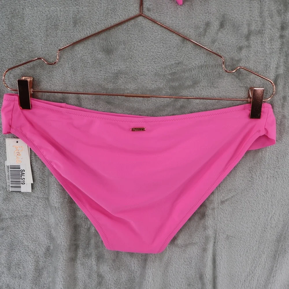 Raisins‎ Canne Bikini Set Women Large Pink Ruffle V-Neck $96 Resort Cruise NWT